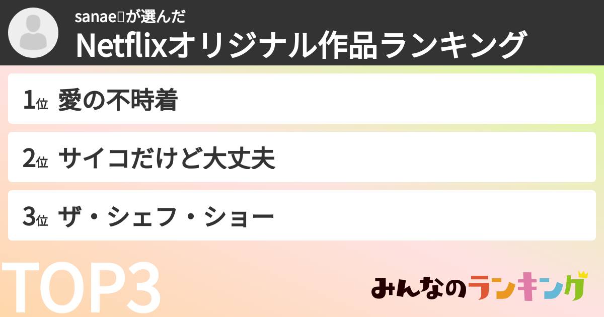 sanae⛳さんの「Netflixオリジナル作品ランキング」