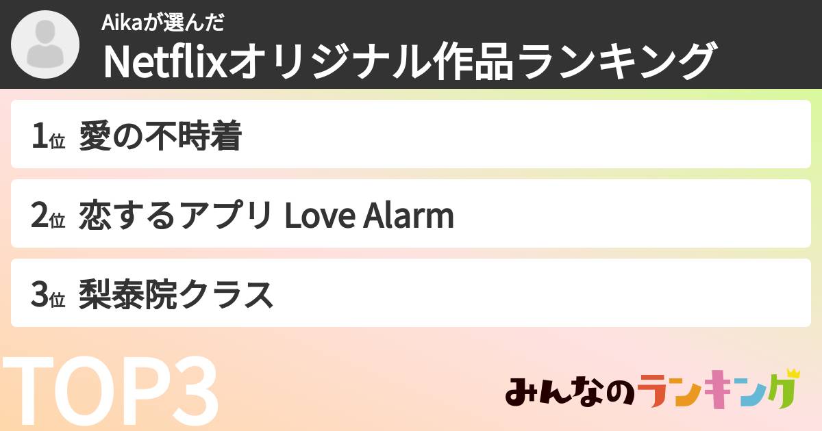 Aikaさんの「Netflixオリジナル作品ランキング」