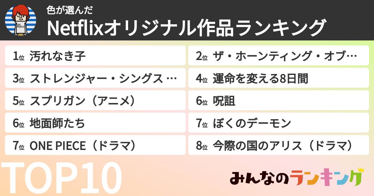 色さんの「Netflixオリジナル作品ランキング」