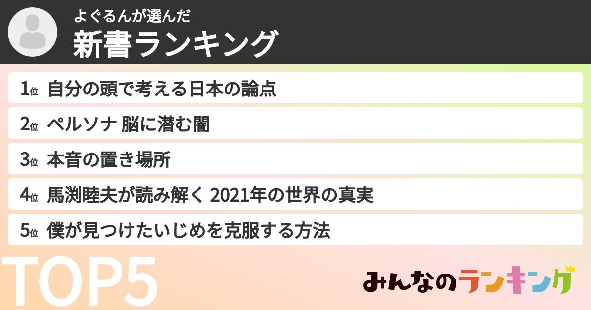 よぐるんさんの「新書ランキング」