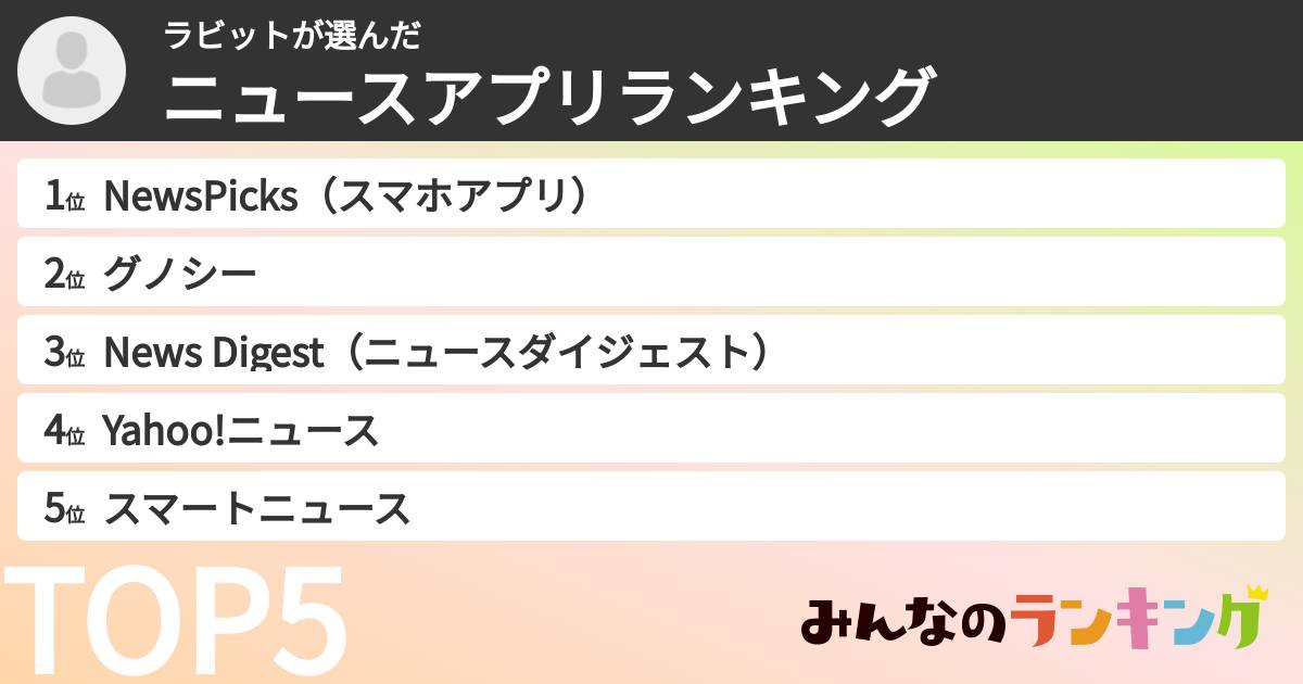 ラビットさんの「ニュースアプリランキング」