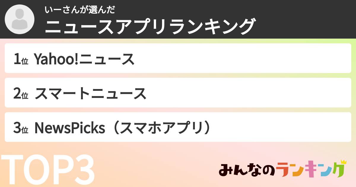 いーさんさんの「ニュースアプリランキング」