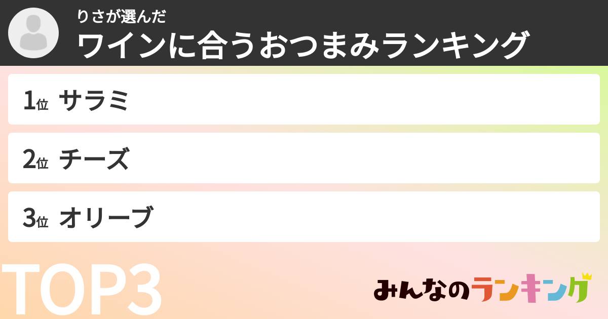 りささんの「ワインに合うおつまみランキング」