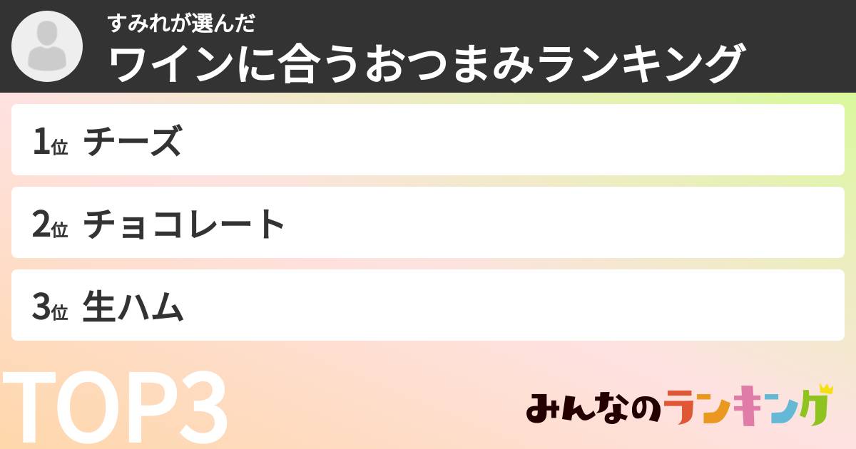 すみれさんの「ワインに合うおつまみランキング」