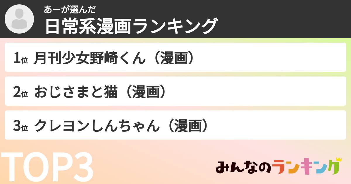 あーさんの「日常系漫画ランキング」