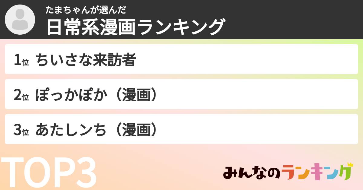 たまちゃんさんの「日常系漫画ランキング」