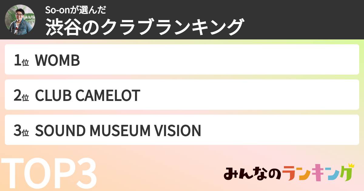 So-onさんの「渋谷のクラブランキング」