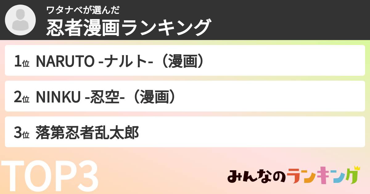 ワタナベさんの「忍者漫画ランキング」