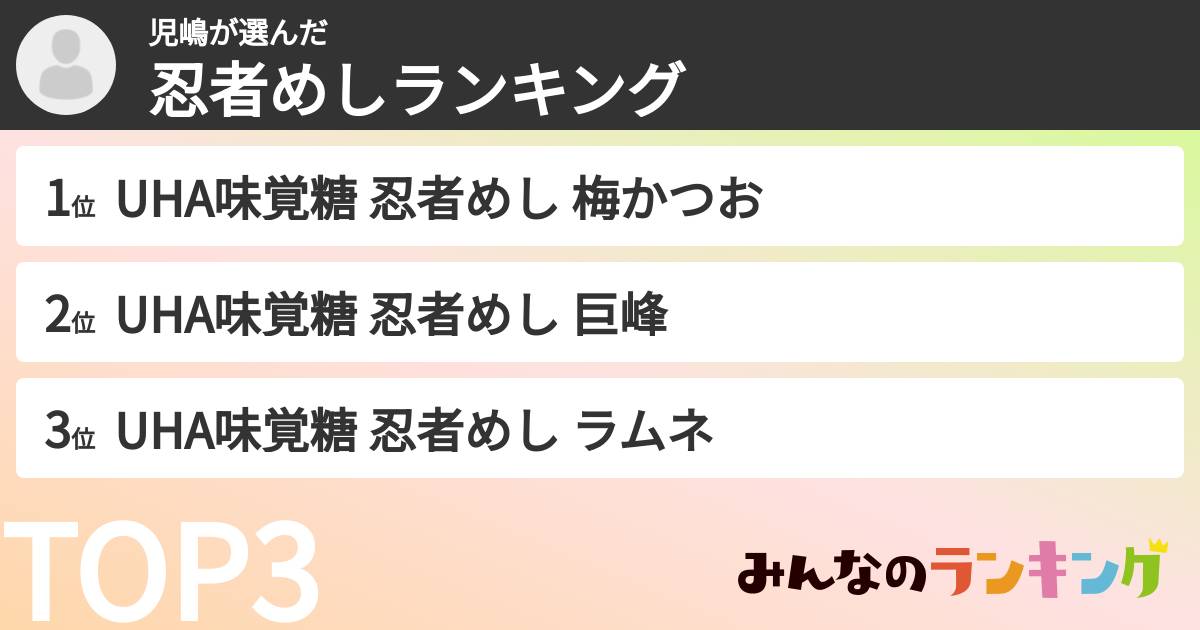 児嶋さんの「忍者めしランキング」