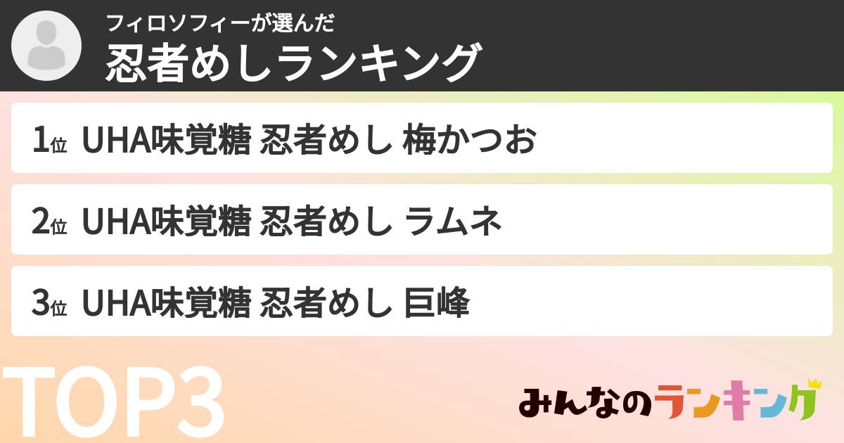 フィロソフィーさんの「忍者めしランキング」