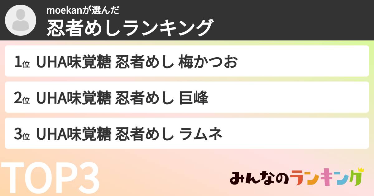 moekanさんの「忍者めしランキング」