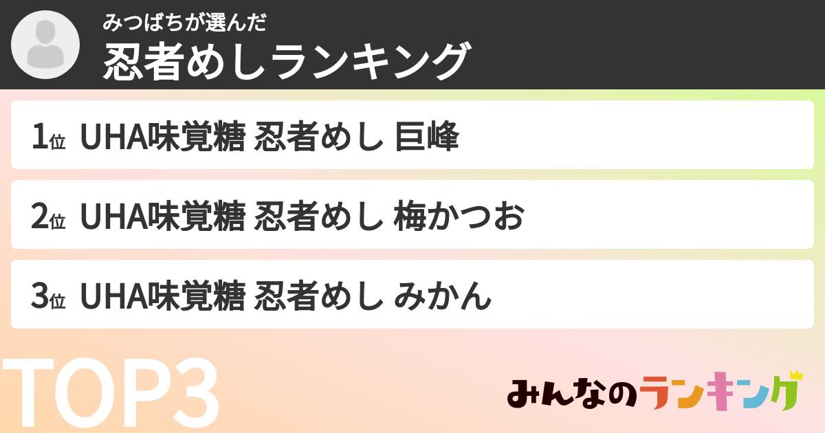 みつばちさんの「忍者めしランキング」