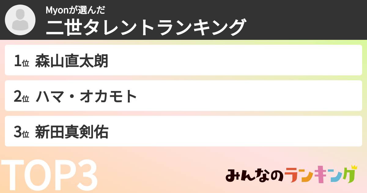 Myonさんの「二世タレントランキング」