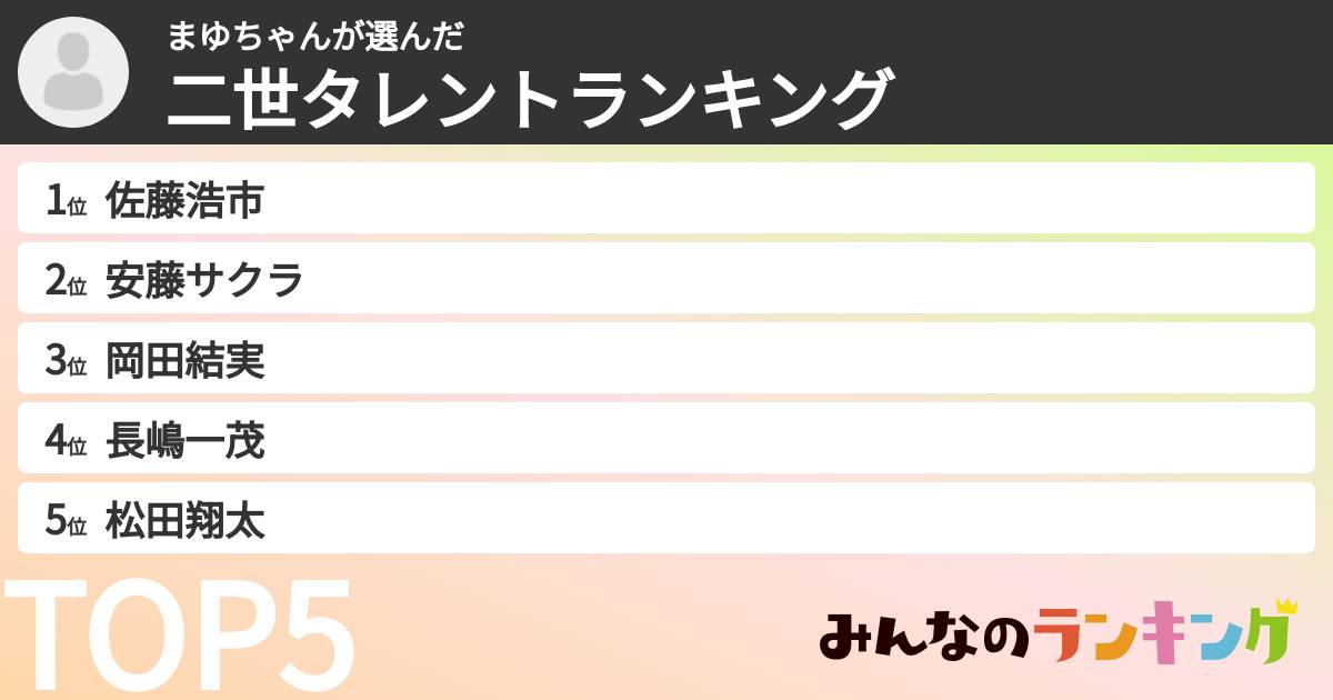 まゆちゃんさんの「二世タレントランキング」
