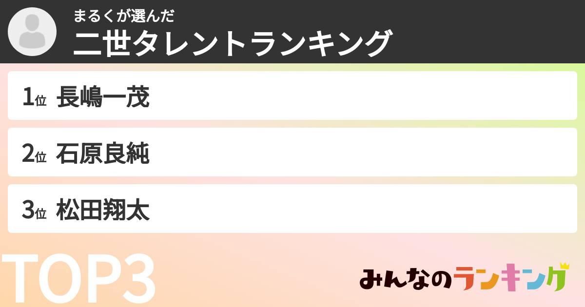 まるくさんの「二世タレントランキング」