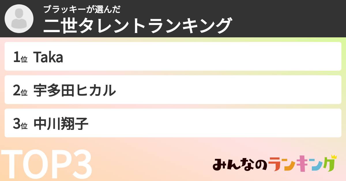 ブラッキーさんの「二世タレントランキング」