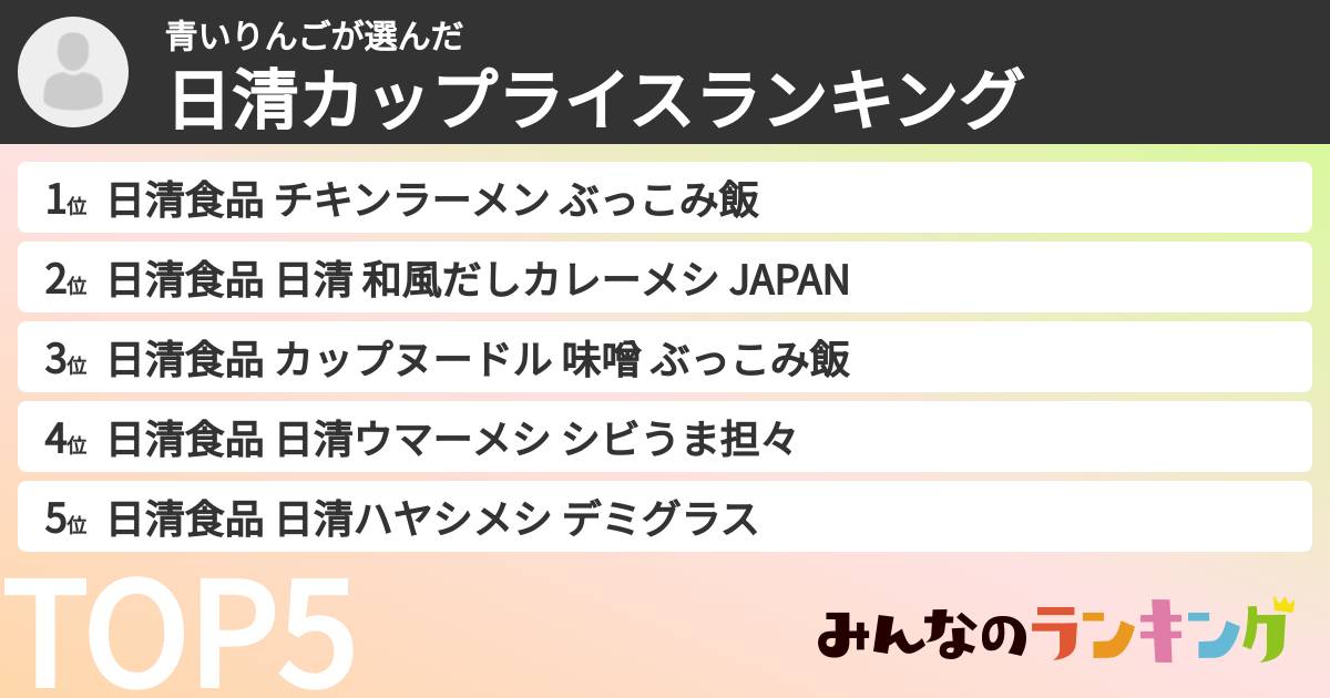 青いりんごさんの「日清カップライスランキング」