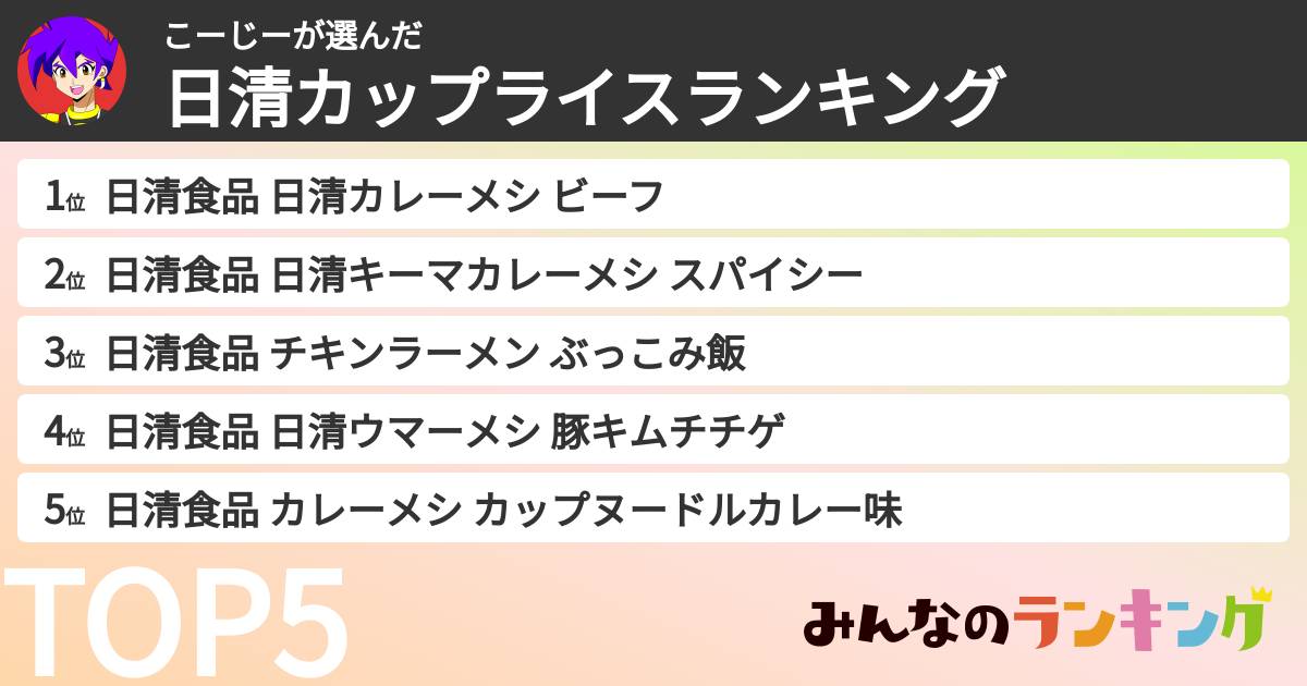 こーじーさんの「日清カップライスランキング」