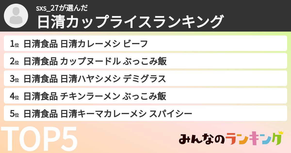 sxs_27さんの「日清カップライスランキング」
