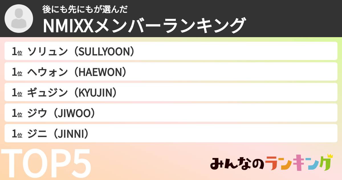 後にも先にもさんの「NMIXXメンバーランキング」