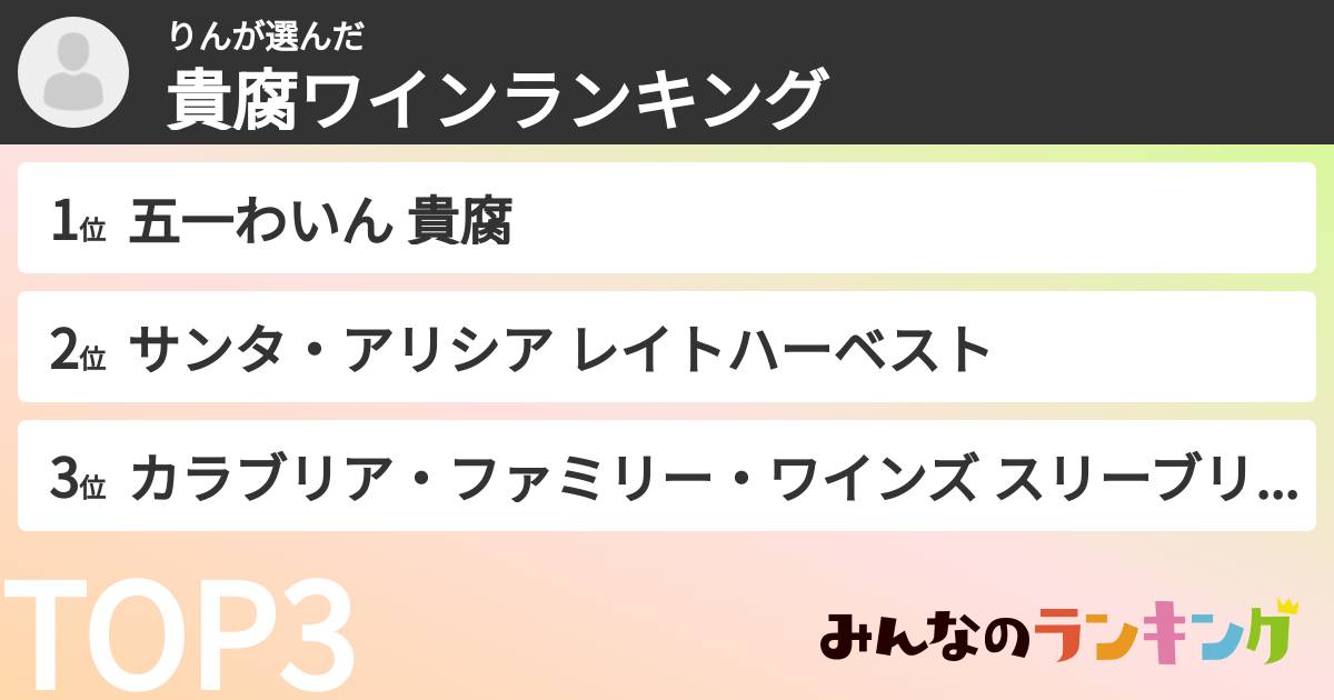 りんさんの「貴腐ワインランキング」