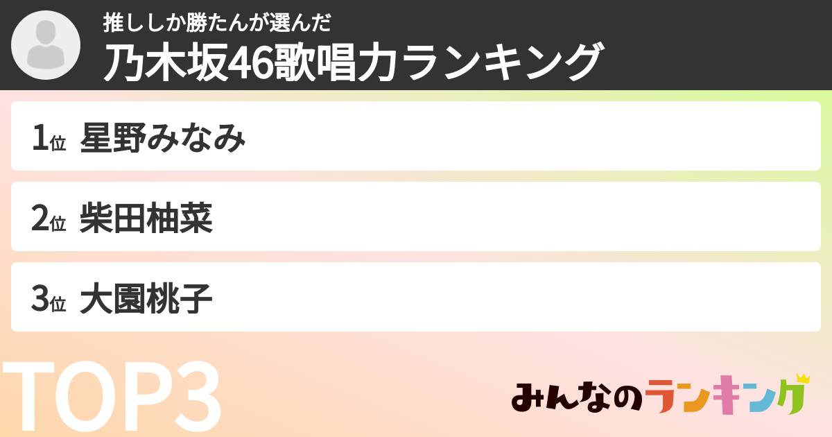 推ししか勝たんさんの「乃木坂46歌唱力ランキング」