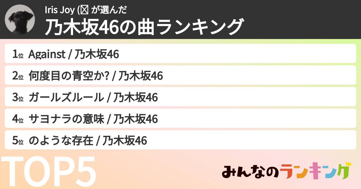 Iris Joy (신 さんの「乃木坂46の曲ランキング」