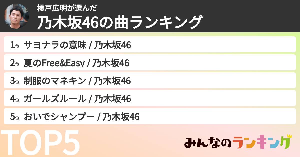 榎戸広明さんの「乃木坂46の曲ランキング」