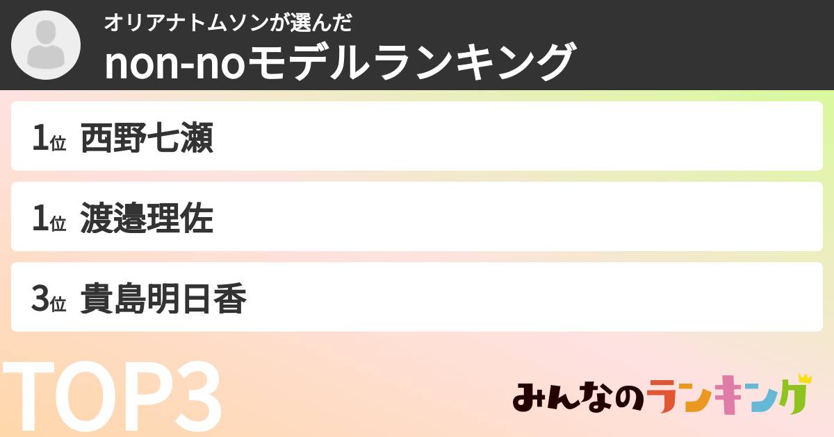オリアナトムソンさんの「non-noモデルランキング」