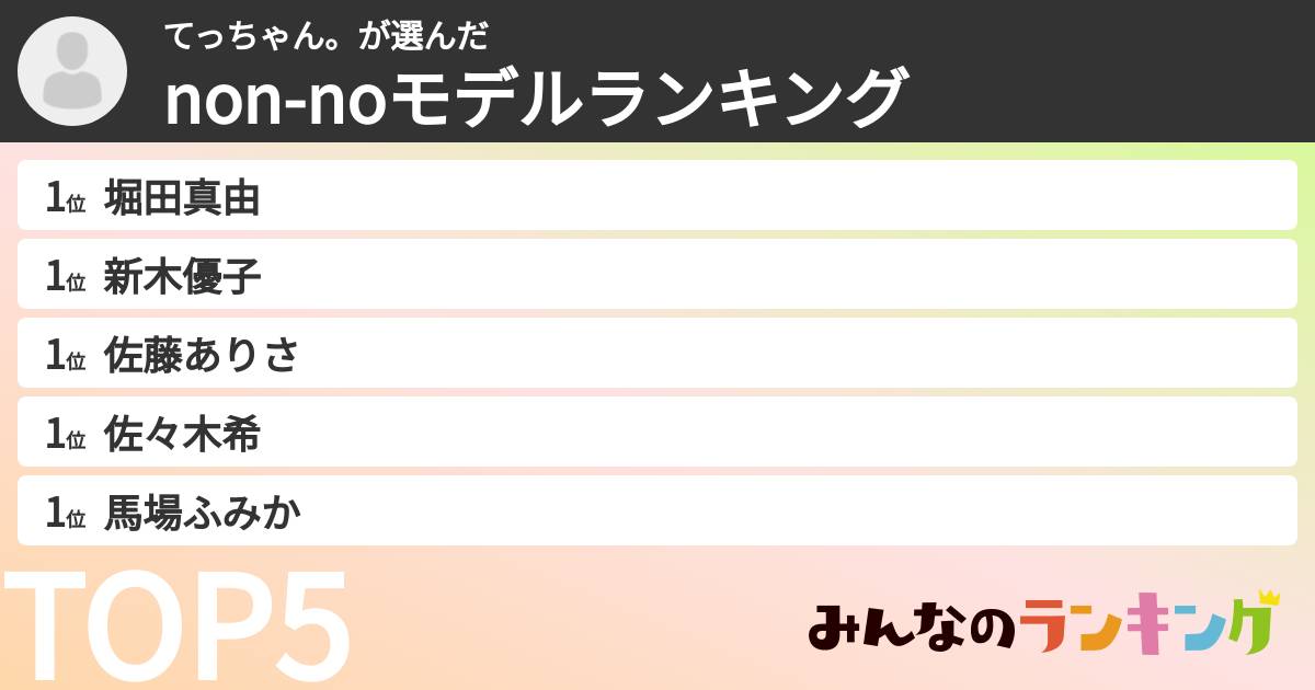 てっちゃん。さんの「non-noモデルランキング」