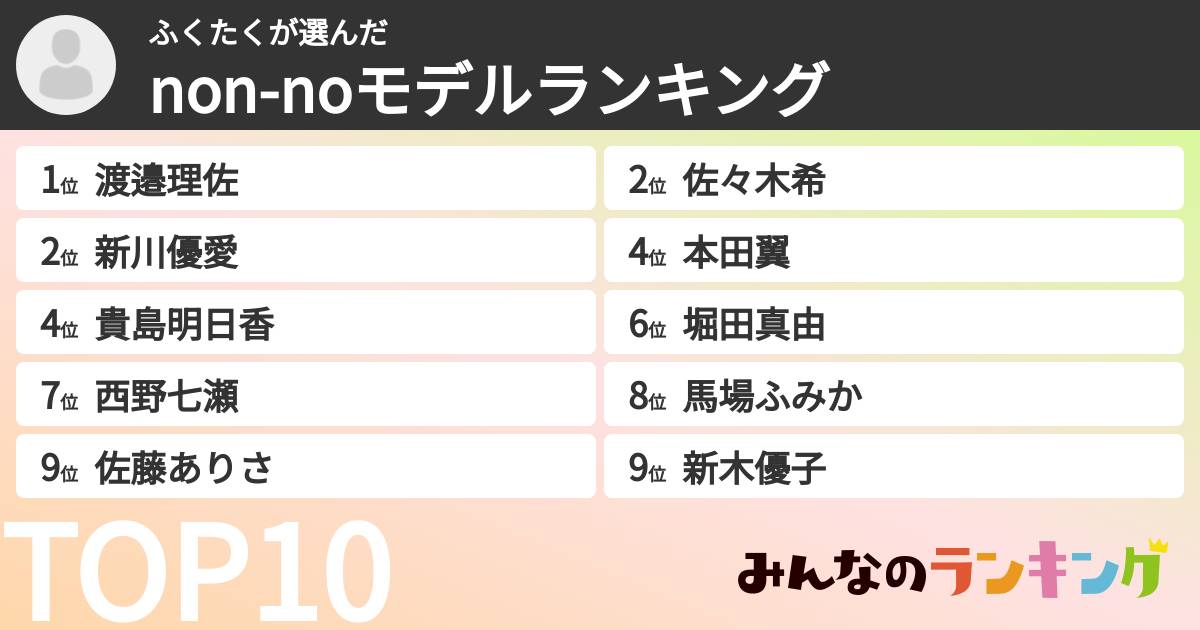ふくたくさんの「non-noモデルランキング」