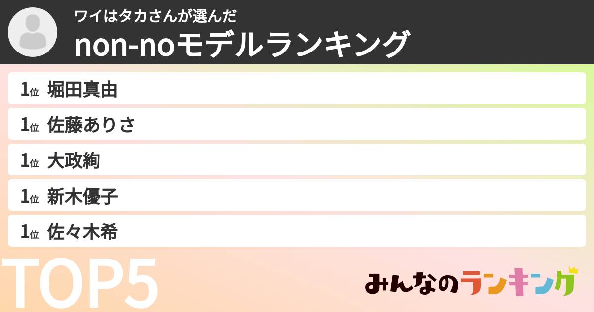 ワイはタカさんさんの「non-noモデルランキング」