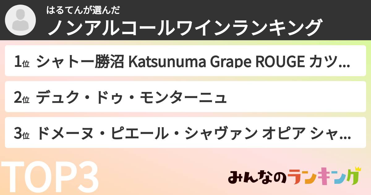 はるてんさんの「ノンアルコールワインランキング」
