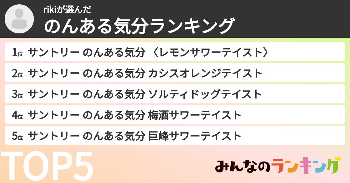 rikiさんの「のんある気分ランキング」