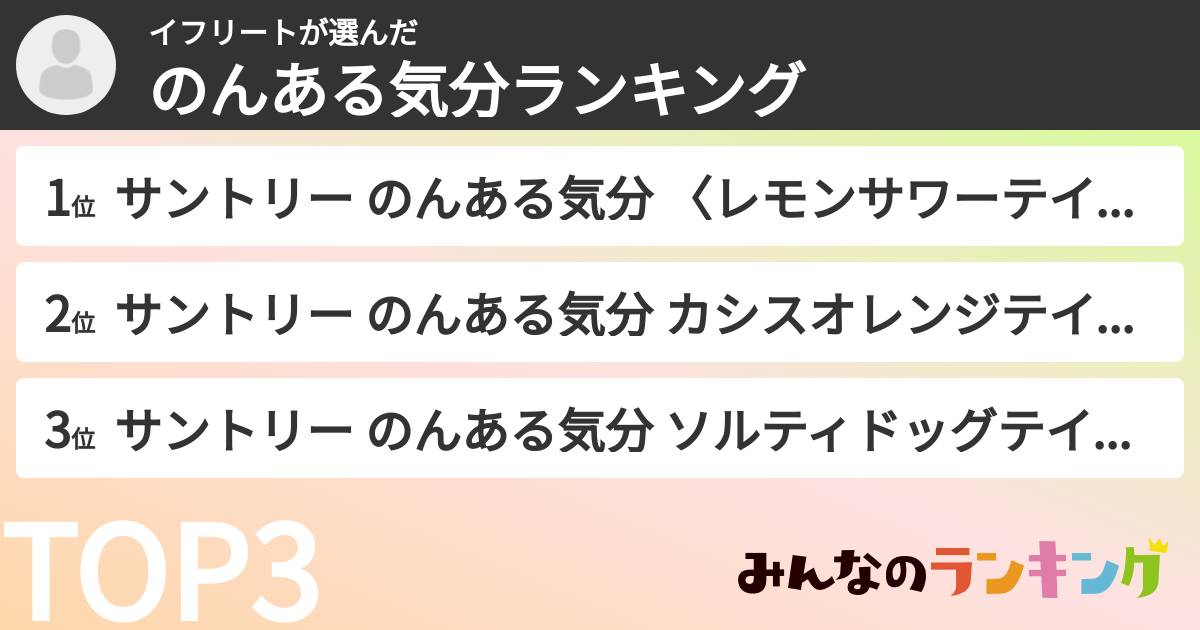 イフリートさんの「のんある気分ランキング」