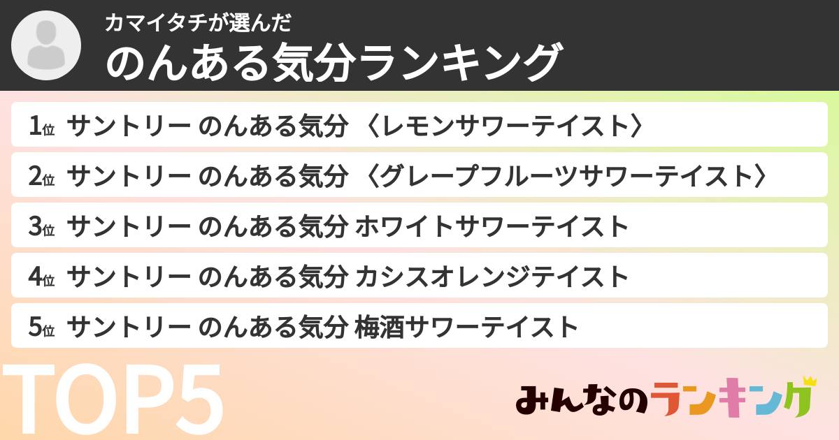 カマイタチさんの「のんある気分ランキング」