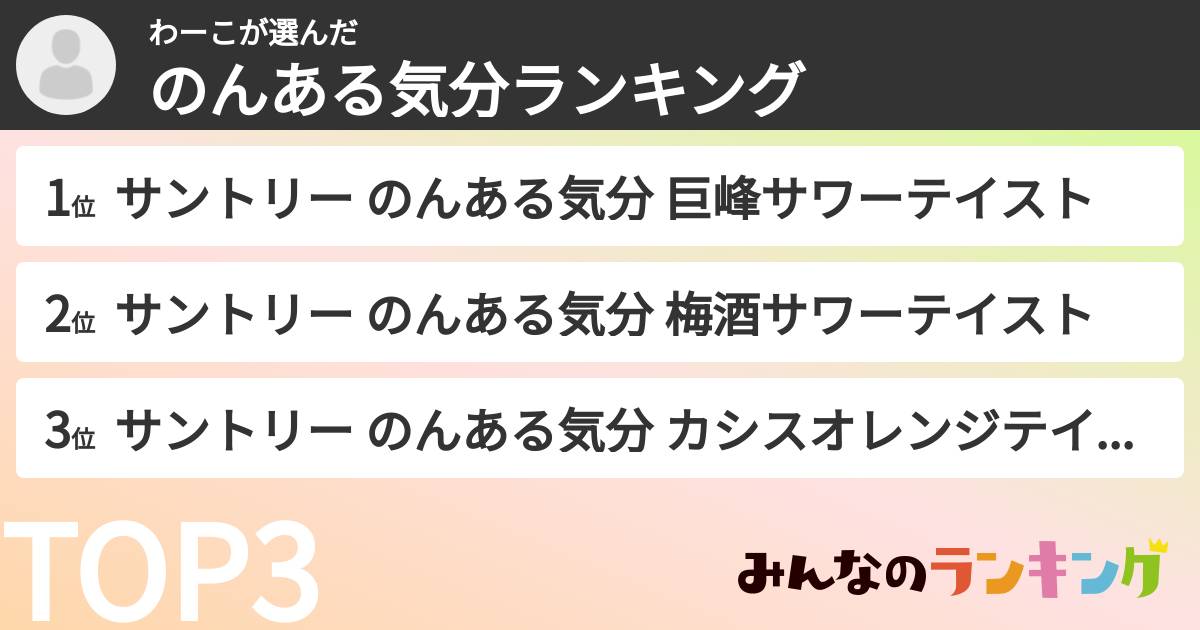 わーこさんの「のんある気分ランキング」
