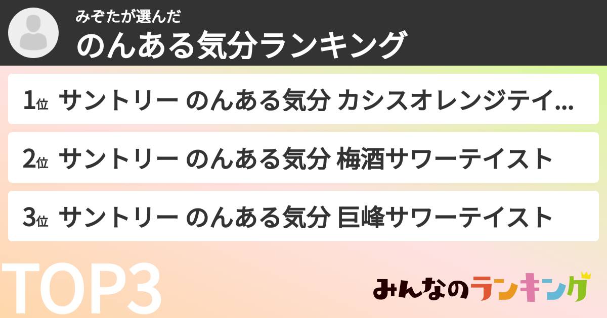みぞたさんの「のんある気分ランキング」