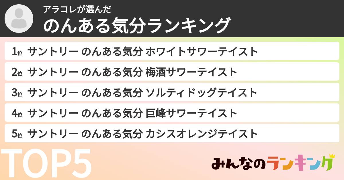 アラコレさんの「のんある気分ランキング」