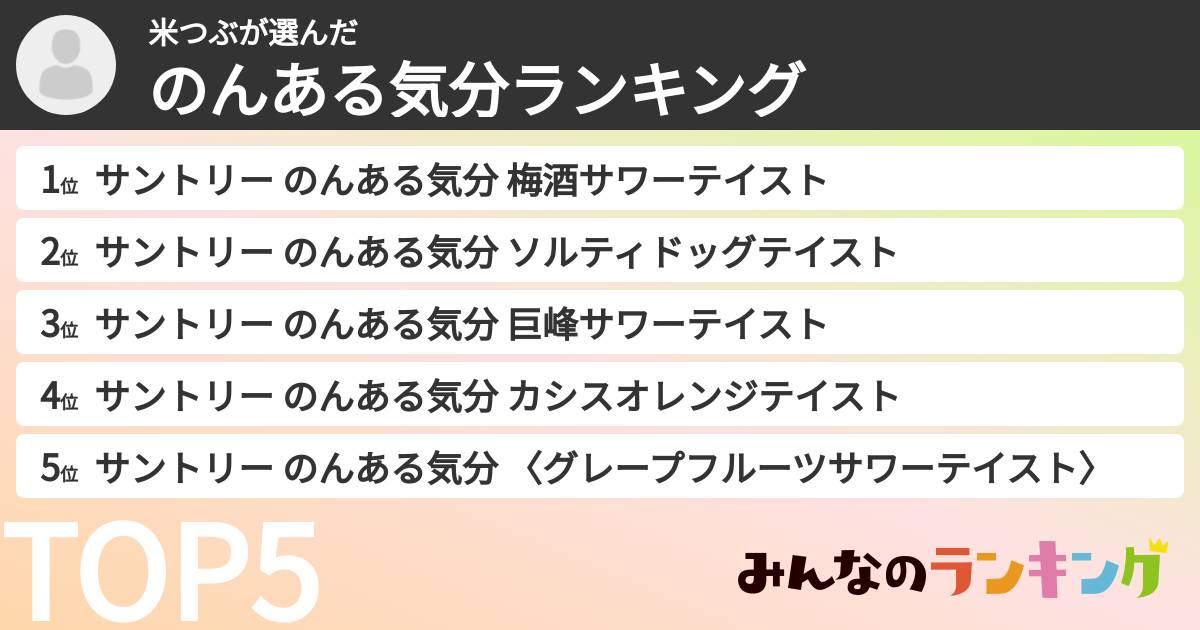 米つぶさんの「のんある気分ランキング」