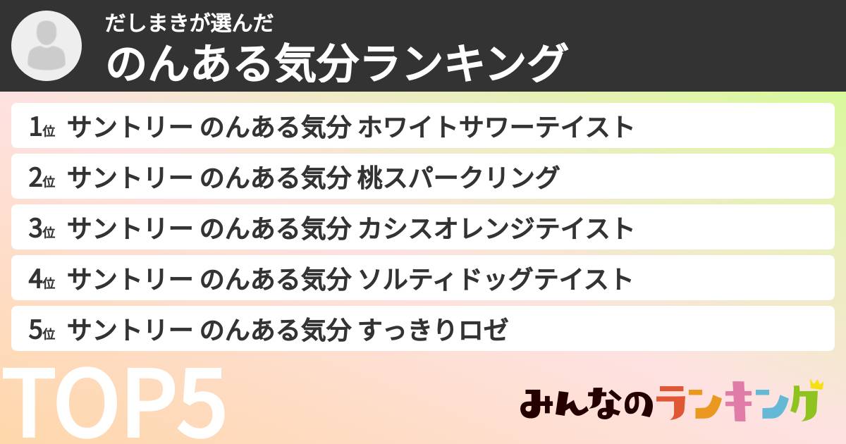 だしまきさんの「のんある気分ランキング」
