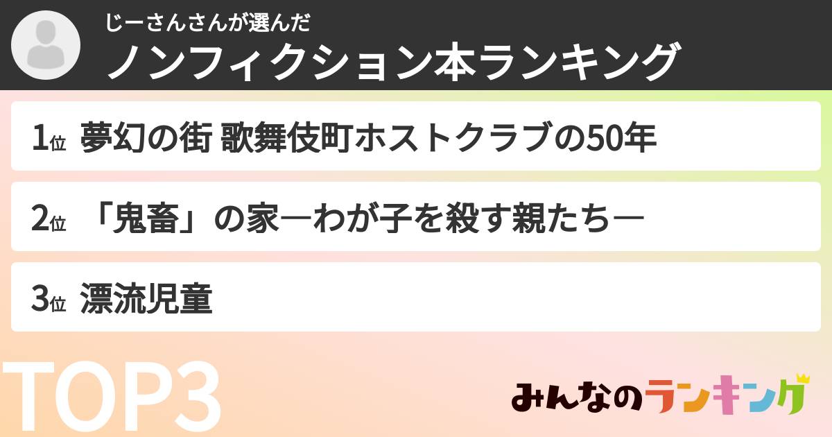 じーさんさんさんの「ノンフィクション本ランキング」