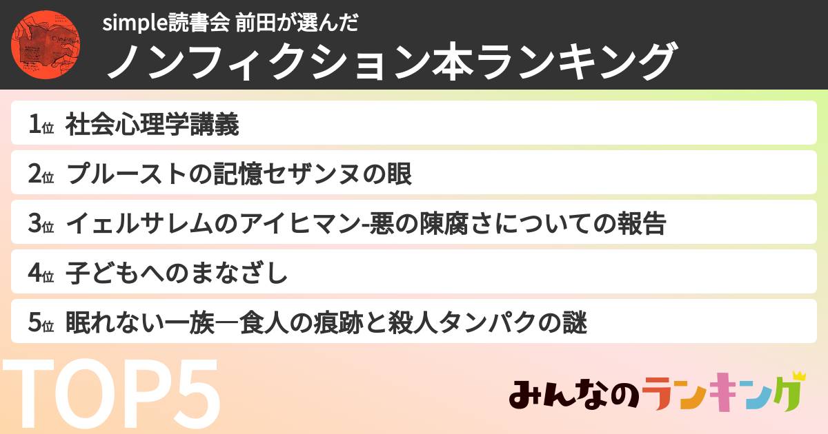 simple読書会 前田さんの「ノンフィクション本ランキング」