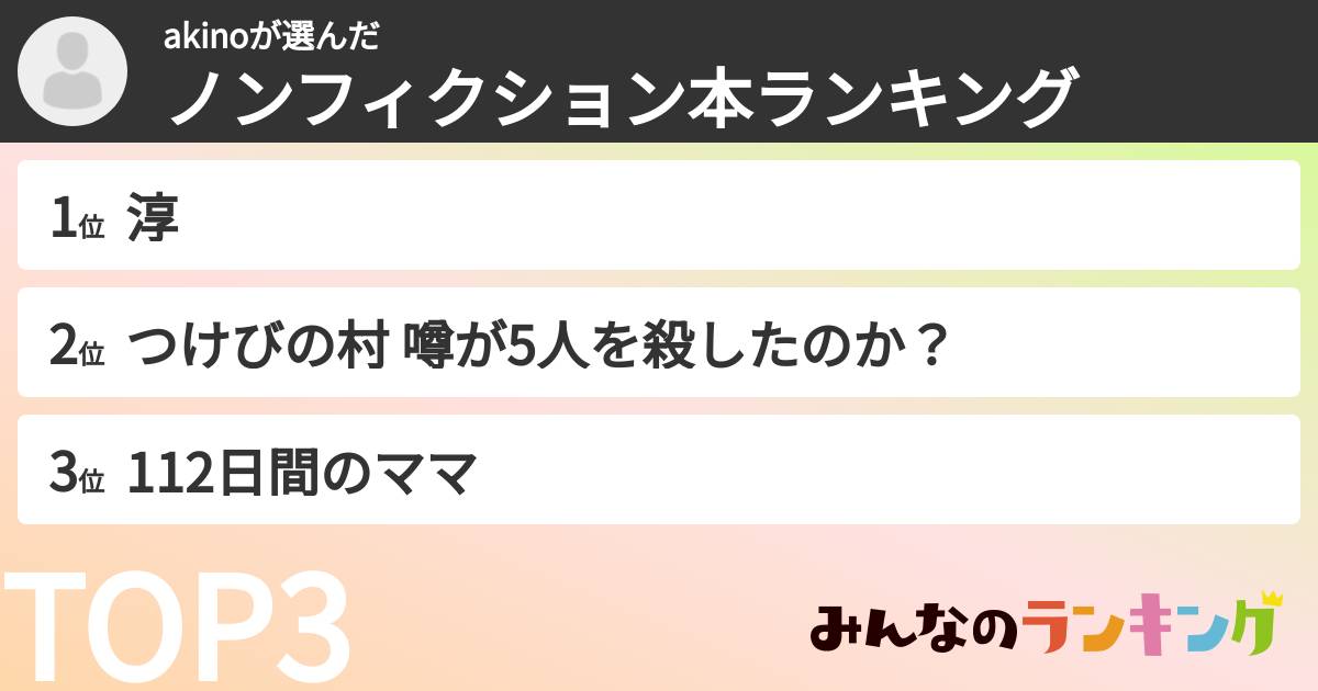 akinoさんの「ノンフィクション本ランキング」