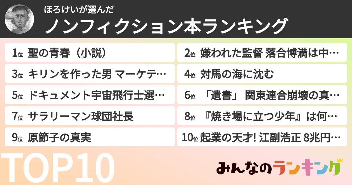 ほろけいさんの「ノンフィクション本ランキング」