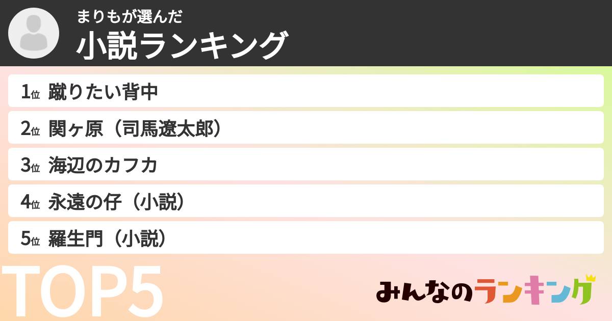 まりもさんの「小説ランキング」