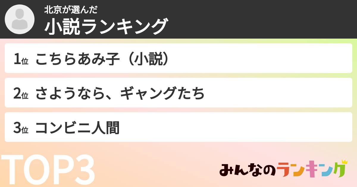 北京さんの「小説ランキング」