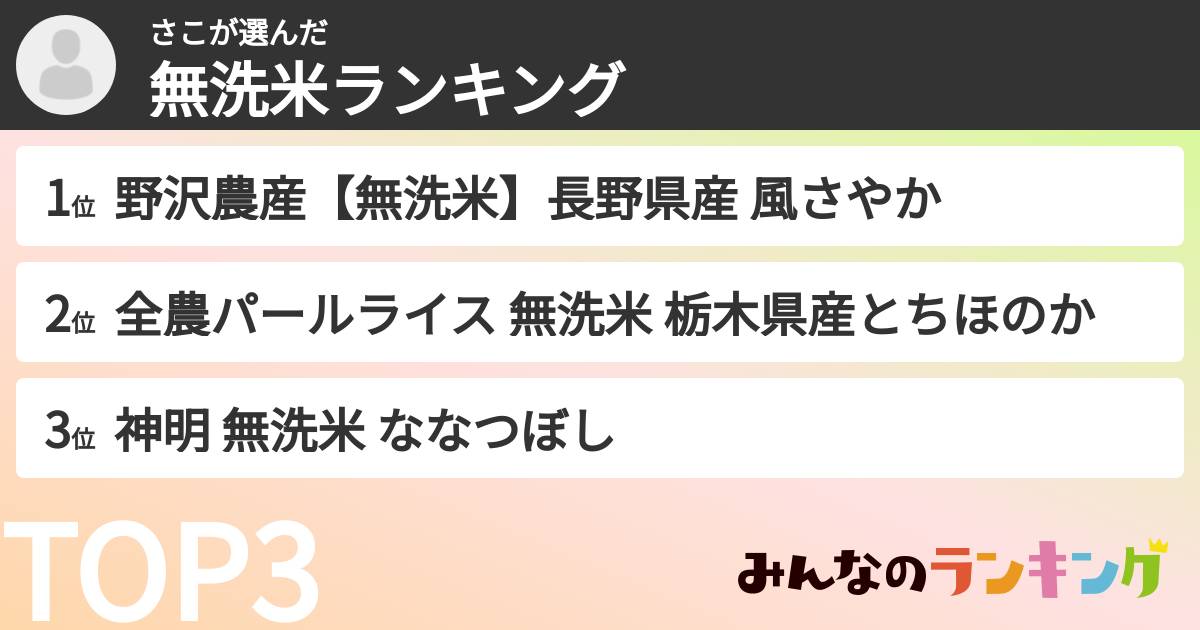 さこさんの「無洗米ランキング」
