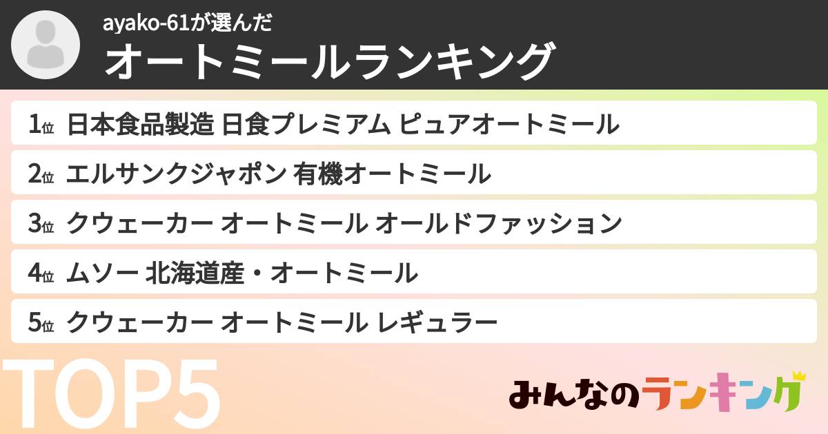 ayako-61さんの「オートミールランキング」