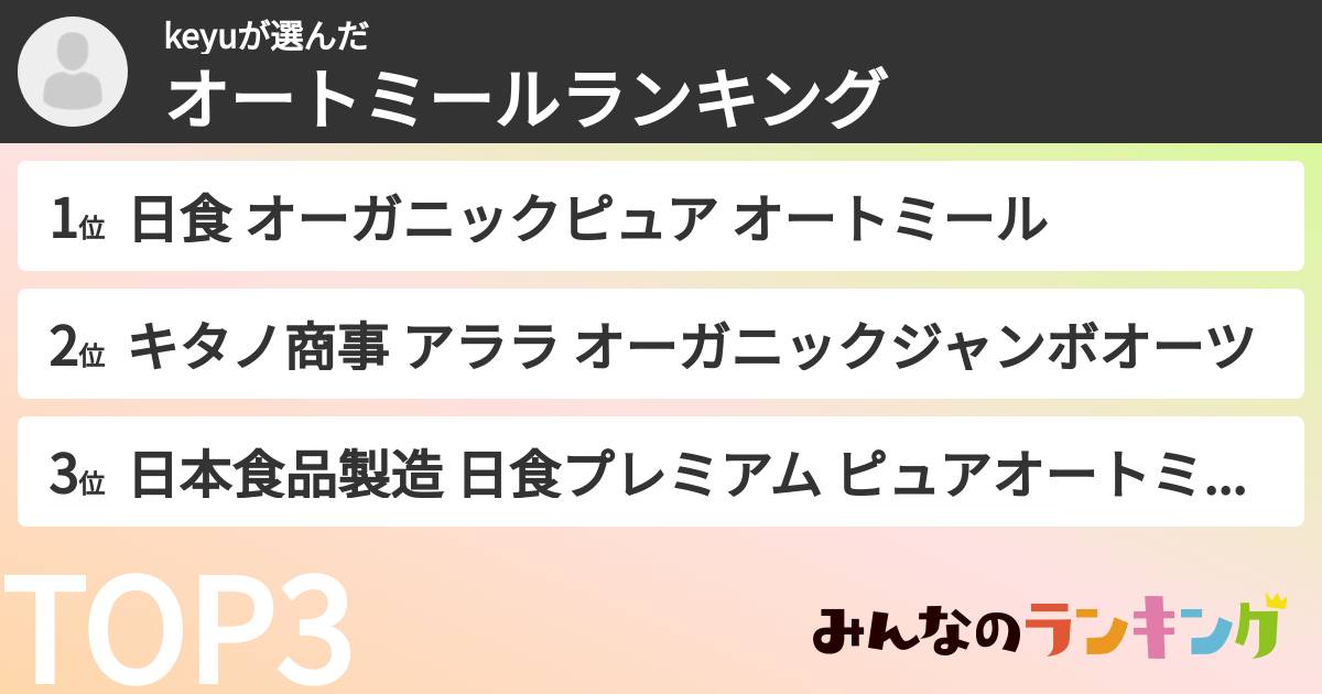 keyuさんの「オートミールランキング」